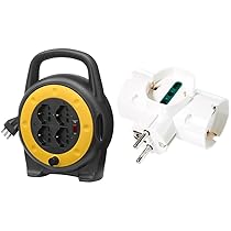 Vimar 0P32702 Avvolgicavo 10A 4 Uscite Universali, Con Interruttore Di Protezione, 5 Metri & Ri.00316.B Adattatore Elettrico Multiplo Verticale, 3 Prese Universali Con Protezione Bambini Sicury