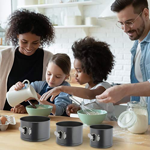 Relaxdays Springform hoch, 3er Set, Ø 14/16/18 cm, rund, antihaftbeschichtet, Backform Schichttorten, Stahl, anthrazit – Ansicht 5