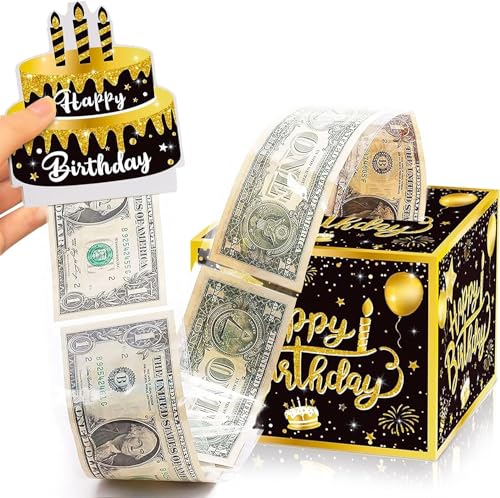 La Mejor Recopilación de Huchas más recomendados. 49 LBYHZS Caja de Regalo de Cumpleaños para Tirón de Efectivo, Hucha Cumpleaños para Tirar de Dinero,Caja de Regalo Sorpresa para Niños y Adultos con 30 Bolsas...