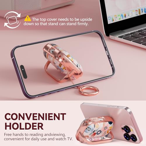 Image of Inesore for AirPods Pro 3 Case Cover 2025 with Lock-Pink Berry Flower | Two-Piece Design,with Gold Keychain & Clean Pen, As Phone Stand,Support Wireless Charging,Cute Luxury Case for Women Girly