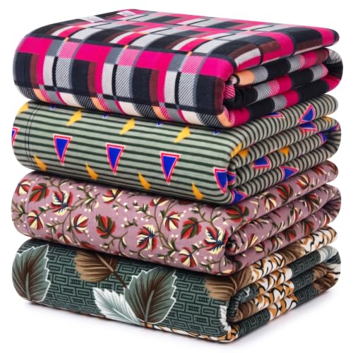 Image of HOMEKART Ultra Soft Flannel Blanket Set of 4 for Single Bed | 220 GSM Premium Winter Blanket | Lightweight, Warm & Breathable | Skin-Friendly, Durable, Easy Care 60 x 90 Inches