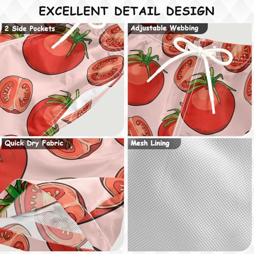 DOMIKING Tomato Slice Pink Toddler Boys' Swim Trunks Mesh Lining Swim Shorts for Boys Beach Pool Adjustable Waist3