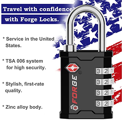 FORGE 4 Digit 17067 TSA Approved Gun Box, Tool Box and Case Lock, Combination Padlock for Travel, Black 2 Locks. - Image 4