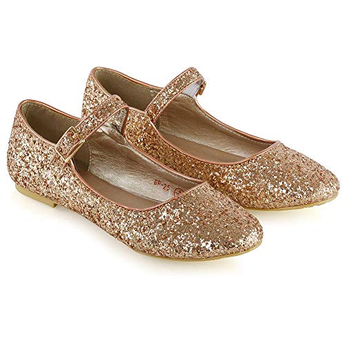 ESSEX GLAM Women Flats Mary Jane Sparkly Glitter Close Toe Wedding Shoes Bridal Evening Dressy Party - Image 4