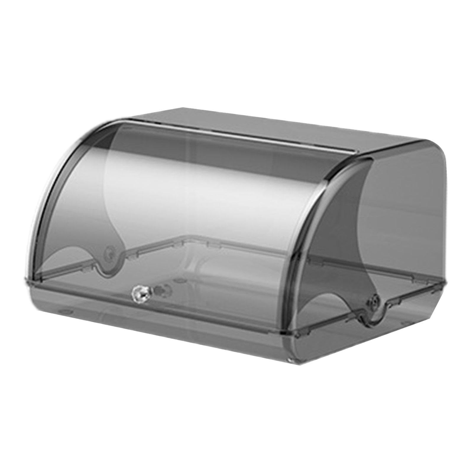 MERIGLARE Caja de Almacenamiento de Pan, Recipiente Acrílico Multiusos con Tapa Enrollable, Gran Capacidad, para Productos Horneados de Panadería, Gris Claro, Individual