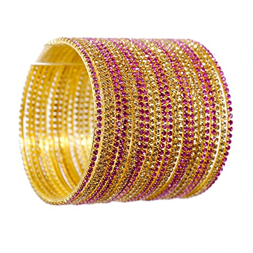 Zircon Gemstone Studded Glossy Finished Bangle Set (Pack of 24)