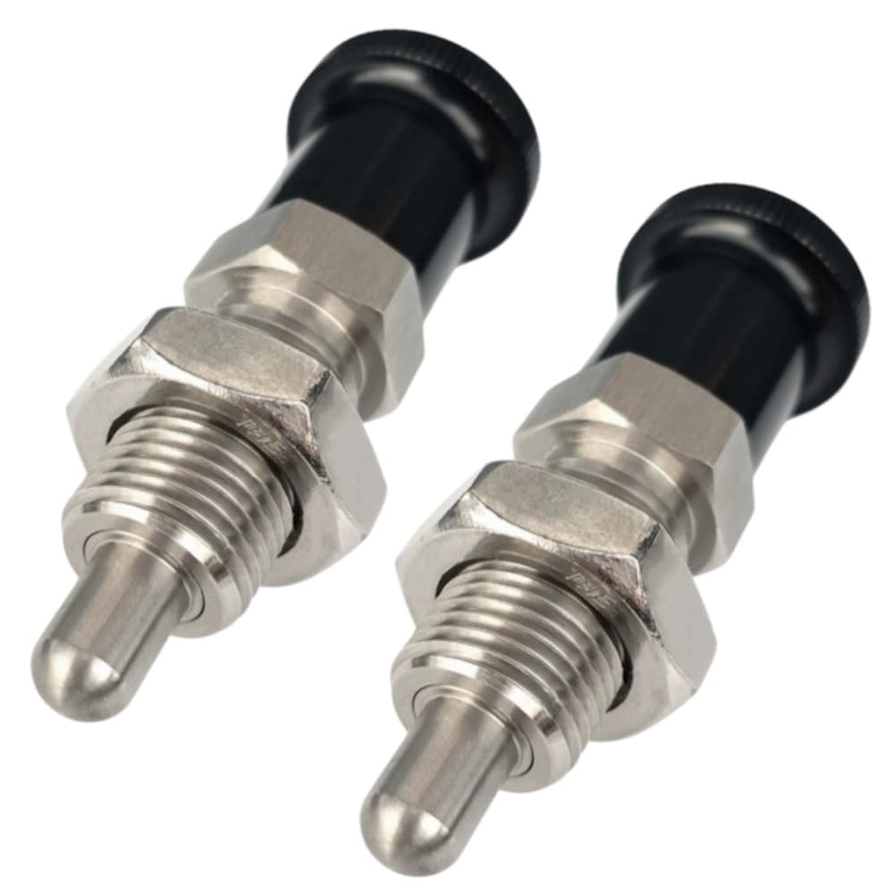 2Pcs Push Fit Ball Nose Spring Plunger, Stainless Steel Spring Knob Plunger Non-Locking Spring Indexing Plunger Hand Retractable Spring Plunger Pin for Industrial Equipment (M16)