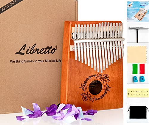 Libretto Kalimba Solid Wood Thumb Piano 17 Keys, Portable Mbira