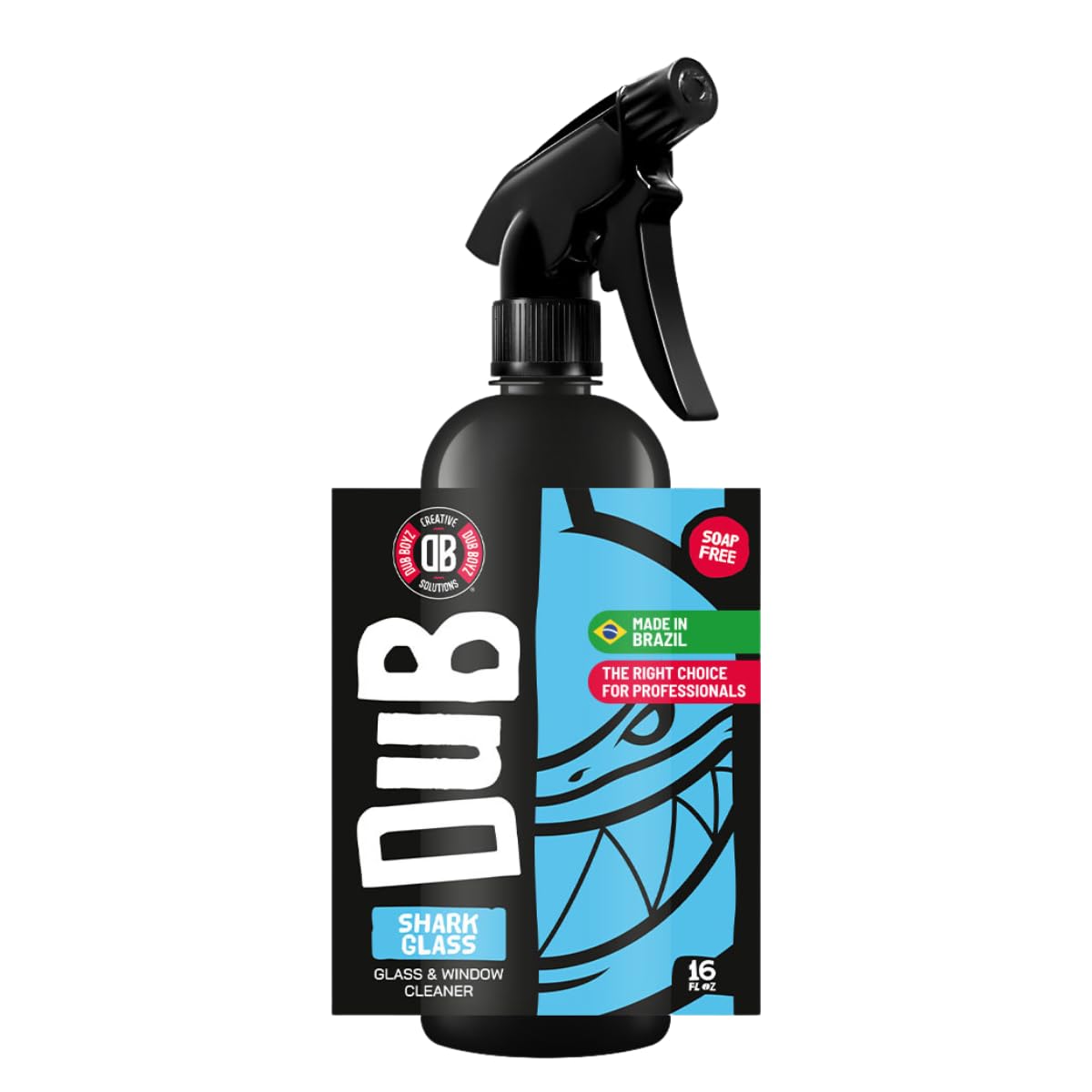 DUB BOYZ Shark Glass Window and Glass Cleaner, Streak-Free Formula, Ammonia-Free, Safe for Tinted Windows, Fast-Acting, Multipurpose Use for Automotive and Home Glass (16 Fl oz)