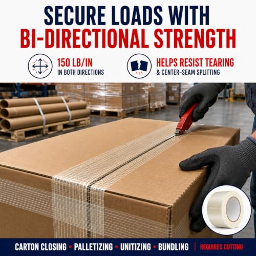 Image of GGR Supplies FIL-835B /D Bi-Directional Filament Tape, 12 Inch x 60 Yards