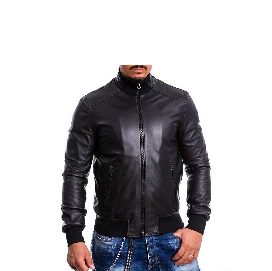 Pelletterie Borghese | Bomber Pelle Uomo Nero | Giacca Pelle | Giubbotto Pelle | Fodera Invernale | Giacca Moto | Vera Pelle | Made in Italy | BOMBER N