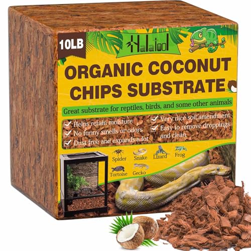 Halatool 10LBS Natural Coconut Husk for Reptiles, 72QT Compressed Coco Chips Substrate for Ball...