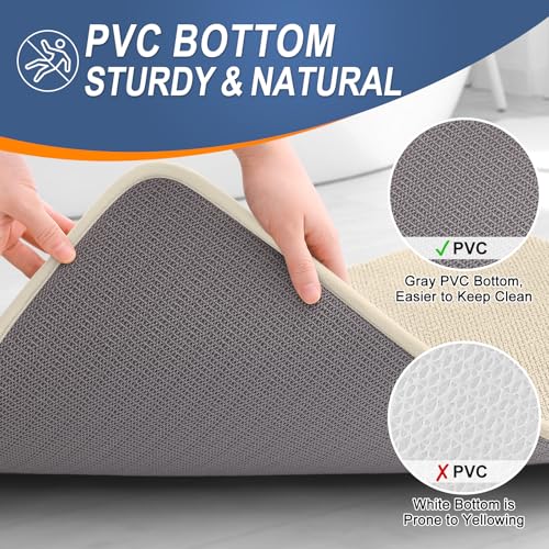 Image of OLANLY Thick Memory Foam Bath Mat Rug 30x20, Extra Soft Absorbent Bathroom Rug, Quick Dry Bath Mats, Non-Slip, Machine Washable Carpet for Bathroom, Tub and Shower, Home Decor Accessories, Sand