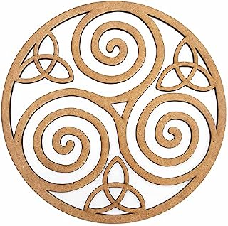 marstanal Triskelion Wood Wall Art Decor,Spiral Wooden Celtic Knot, Triskelion Laser Cut Wall Decor, Celtic Art, Triskele Wall Art, Triskele Triple Spiral Symbol, Celtic