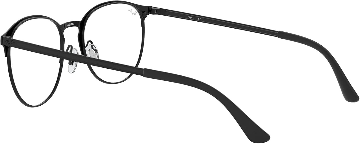 RayBan Rx6375 Round Metal Eyeglass Frames, Black On Matte Black/Demo