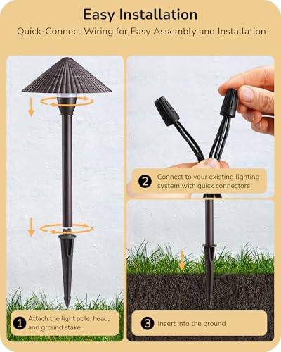 EDISHINE 5CCT Low Voltage Pathway Lights Wired, 2700K/3000K/3500K/4000K/5000K LED Landscape Path Lights, 12V 3W 160LM Waterproof Outdoor Landscape Lighting for Yard Garden Walkway, Aluminum, 4 Pack