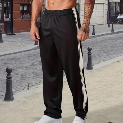 Mens Casual Sweatpants Striped Jogger Lightweight Workout Stretch Trousers Drawstring Elastic Waist Breathable Pants3