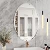 KOHROS Frameless Oval Mirror 20" x 28" Bathroom Wall Mirror w/Polished Beveled Edge, Anti-Rust, Tempered Glass Silver