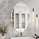 KOHROS Oval Beveled Polished Frameless Wall Mirror for Bathroom, Vanity, Bedroom (20