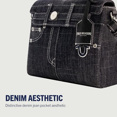 Image of True Religion Women's Shoulder Bag Purse, Jean Pocket Mini Flap Crossbody Handbag with Adjustable Strap