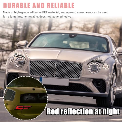 Image of Ohleats 2PCS Car Headlight Eyelash Stickers, Funny Cute Fake Eyelashes Bumper Window Decal, Waterproof Decoration Sticker for Auto Body Headlamp, Universal Exterior Car Accessories (Black)