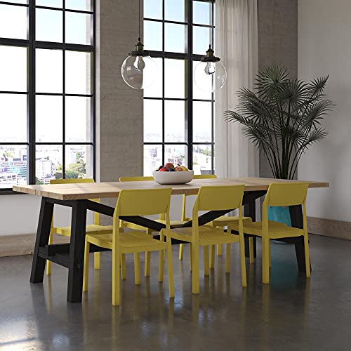 Novogratz 87817YLW4E Poolside Collection, Chandler Stacking, 4-Pack, Bright Yellow Dining Chairs thumb #3