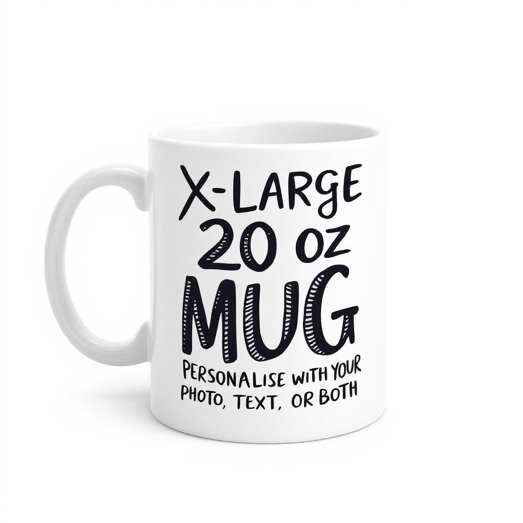 With Your Touch Personalised Mug Custom Cup Size and Style - Photo Text Logo Image - Personalised Gift for Dad Mother Love Christmas Birthday Anniversary Graduation - (Jumbo-20oz-590ml)