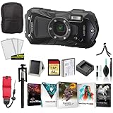 Ricoh WG-80 wasserdichte Digitalkamera, 2,7 Zoll LCD (schwarz), 03123 – Bundle mit 64 GB...