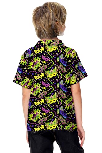 Image of AOBUTE Kids 4th of July Polo American Flag Short Sleeve Button Down Shirts Tops 3-14 Years