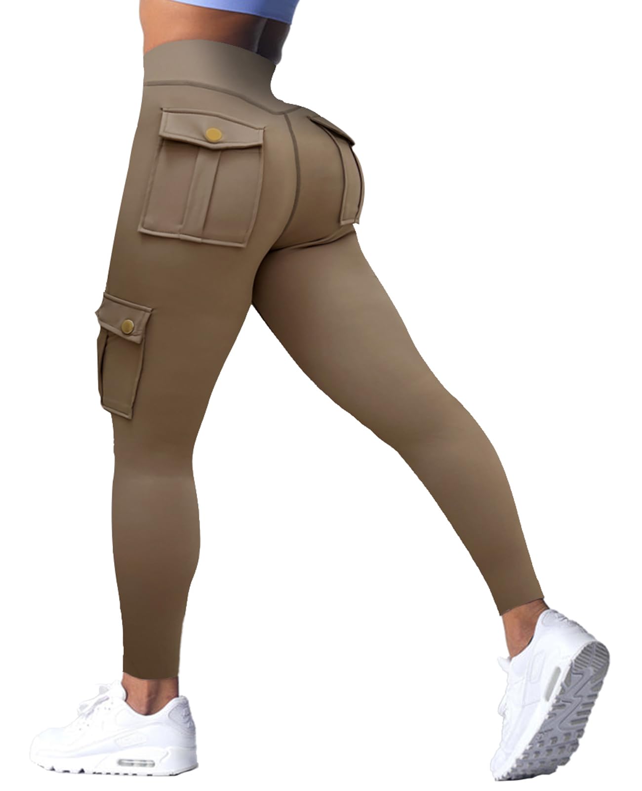 Wavar Scrunch Butt Lifting Leggings with Pockets Cargo Leggings for Women Workout Cargo Pants Tummy Control Yoga Pants