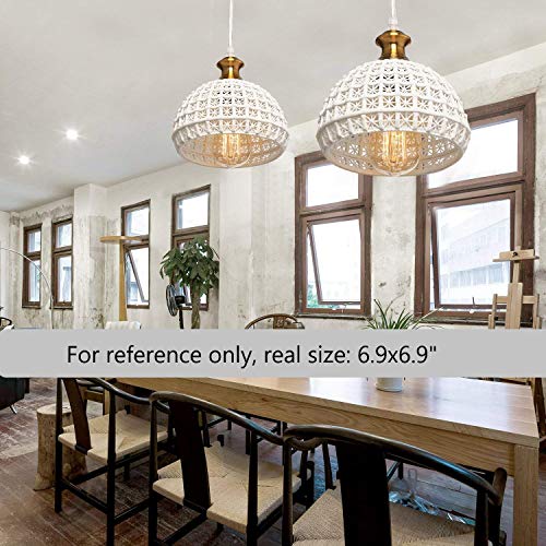 HMVPL Ceramic Plug in Pendant Light Fixture, Unique Swag Ceiling Lamp with 16.4 Ft Hanging Cord and On/Off Dimmable Switch for Kitchen Island Table Dining Room Bedroom Entryway (6.9 inches)