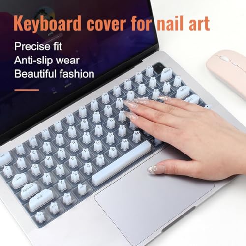 Image of RAYA Premium Keyboard Protector for 2021-2024 Release MacBook Air 13.6 inch [A3113 A2681 M2 /M3] & MacBook Air 15.3 inch [A3114 A2941 M2 /M3] Keyboard Skin Cover (Nail Art Transparent)