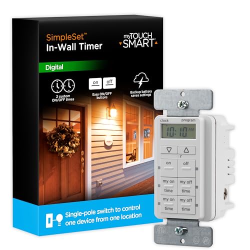 myTouchSmart In-Wall Digital Timer, 4 Programmable On/Off Buttons, 2 Easy On/Off Buttons, 24 Hour...