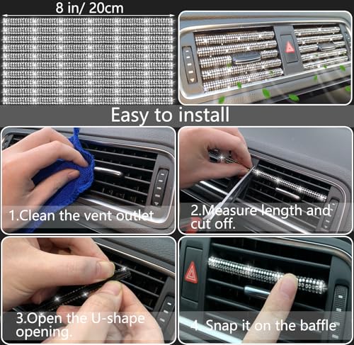 Image of NBTEPEM 27 PCs Bling Car Accessories Set for Women, Steering Wheel Covers Universal Fit 15 Inch, Bling License Plate Frame, Bling Phone Holder, Bling Car Coasters (Silver Diamond)