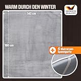 Monzana Heizdecke Wärmeunterbett 160x140cm Timer Coral Fleece 2x60W grau Doppelheizdecke Überhitzungsschutz waschbar - 3