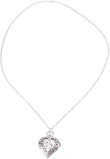 1 relógio de bolso estilo retrô delicado oco amor em forma de coração quartzo relógio de bolso criativo esculpido (prata), Prata, 80 * 4.4cm