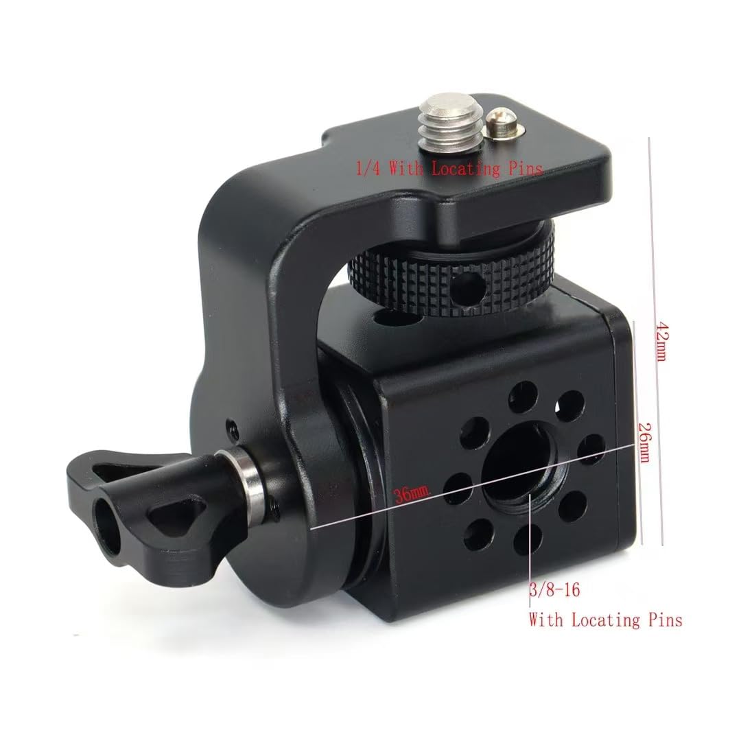 HangTon Staffa di supporto per fotocamera ARRI RED Sony, Hi-5, DJI Focus Pro Hand Unit, SmallHD Atomos Monitor, Teradek, regolabile a 360 gradi, vite filettata da 1/4"-20 3/8"-16, viola