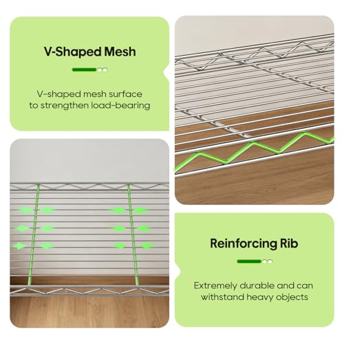 Image of BestOffice | 5-Tier Wire Storage Shelves | 14 x 24 x 60 | Chrome | with Adjustable Racks | Metal Shelf, Holds Upto 500 lbs | No-Tool Assembly | Ideal for Home & Garage Shelving