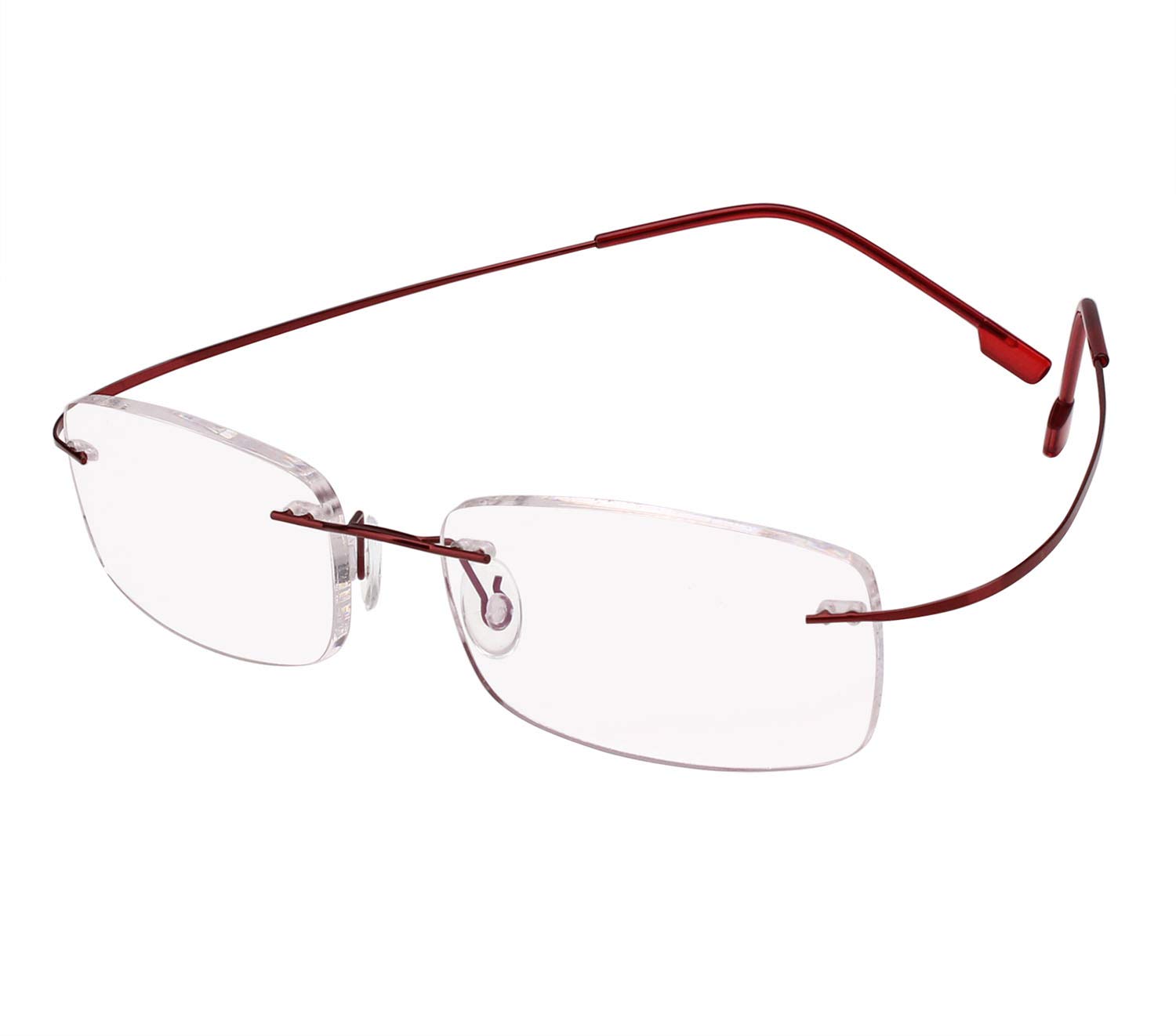 Agstum Red Memory Titanium Rimless Flexible Hingeless Reading Glasses (, +2.00)