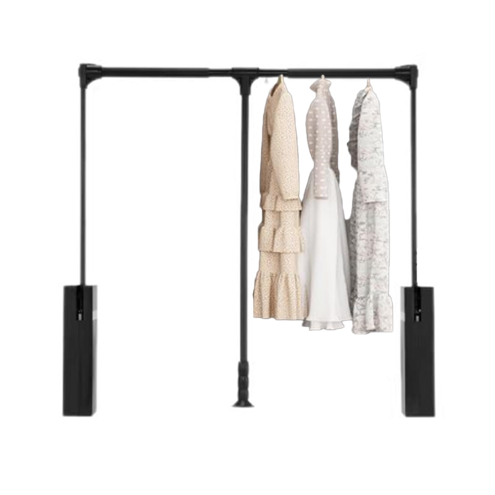 GLETSF Retractable Pull Down Closet Rod, Adjustable Wardrobe Lifting Clothes Rail, Two-Way Buffering, 5kg Capacity, 890-1200mm for Efficient Hanging Solutions,Color 3-660-890mm