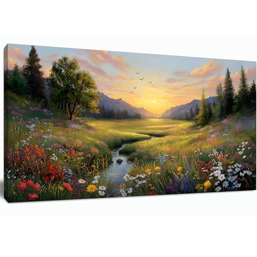 Tarfupth Large Green Landscape Canvas Wall Art for Living Room