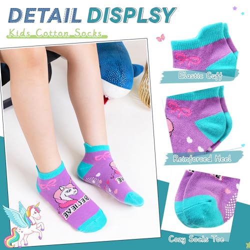 Image of Eyean Kids Ankle Cotton Socks Cute Animal Pattern Soft Non Slip Boys Girls No Show Socks 6 Pairs