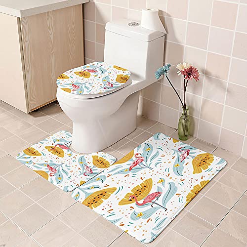 ZDDWLDL 4-Teilig Duschvorhang Set Mit Rutschfesten Teppichen Toilettendeckel Und Badematte Wasserdicht Farbfest Schimmel… – Bild 5