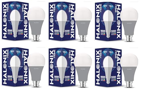 Halonix 10W Auto-on-Auto off Radar Motion Sensor Led Bulb | Auto on-Auto off led bulb | Color- White | Base- B22 | Pack of 6 | (B0CVV6G61S) Amazon Price History, Amazon Price Tracker