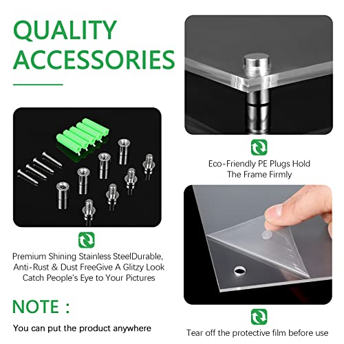 8 Pack Acrylic Floating Picture Frame Wall Mount Frameless Photo Frames Double Panel Clear Picture Frame For Office Home Photography Display (For 11 X 14 Inch Picture, Full Frame 12 X 15 Inch) #TOP2