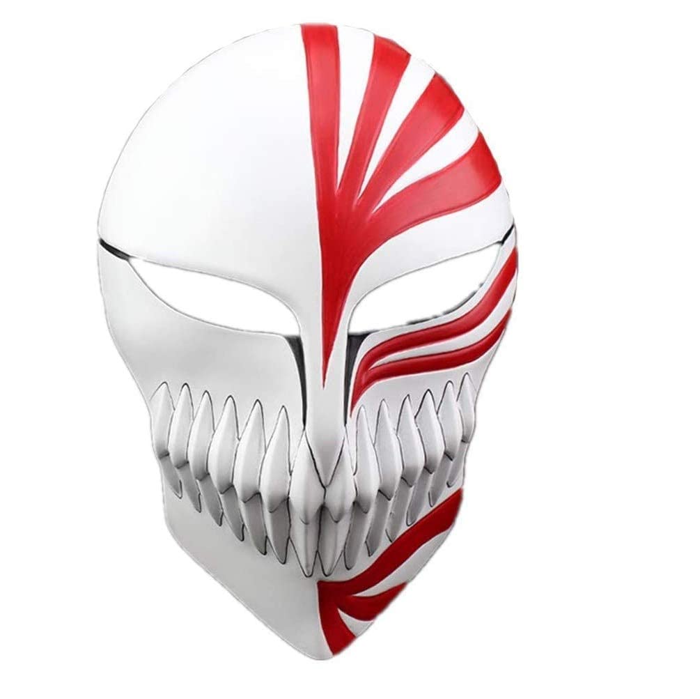AJINWEE Bleach Ichigo Kurosaki Hollowification Mask Cosplay Masquerade Party Costume Masks (Masks-A), Red, 7W x 10L