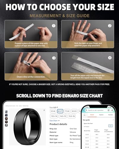 Image of Egnaro Men's Silicone Wedding Rings: Classic Black Step Edge Rubber band 10mm Wide 2.5mm Thick- Hypoallergenic for Gym /Outdoor /Gift(1 /4 /7 Variety Pack with Half Size)
