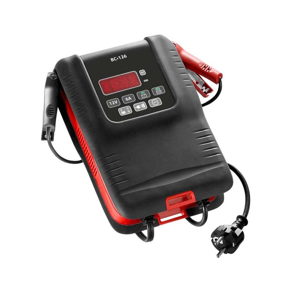 FACOM Chargeur de Batterie - pour Les Batteries 12V de 6Ah à 130 Ah - Charge Rapide - Livré avec des Pinces Crocodiles et Kit de Connection - Bc126Pb
