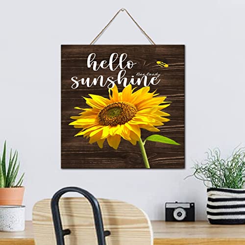 Plaque en bois Hello Sunshine pour une décoration chaleureuse et joyeuse