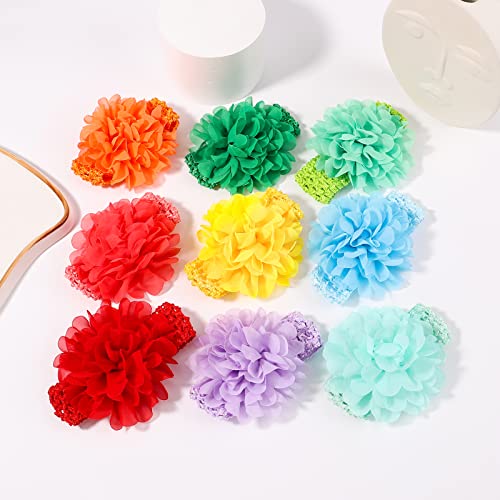 Jollybows 18Pcs Baby Girls Headband Chiffon Flower Soft Stretchy Hair Band Hair Accessories For Baby Girls Newborns Infants Toddlers And Kids #TOP3